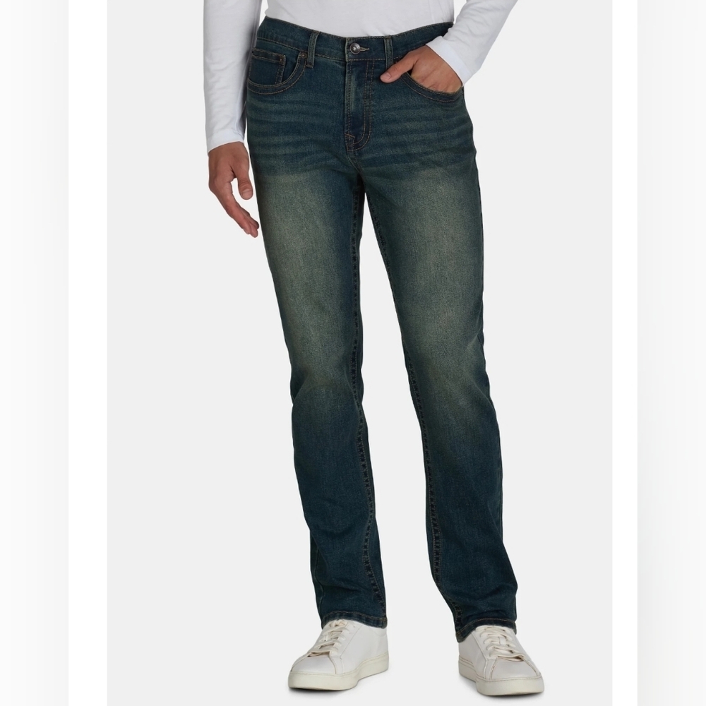 Lazer Pointe Men's Slim Fit Stretch Denim Jeans with Back Pocket Embroidery